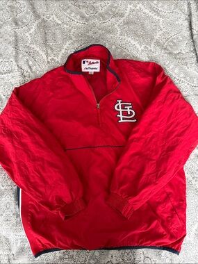 Majestic Red St Louis Cardinals Baseball Pullovers w/Navy Trim & Team Crest - L